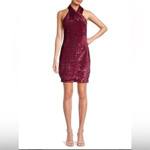 Rachel Roy Sequin Halter Dress XL NWT Party Cocktail‎ Holiday Glam